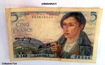 Banconota. France Cinq Francs